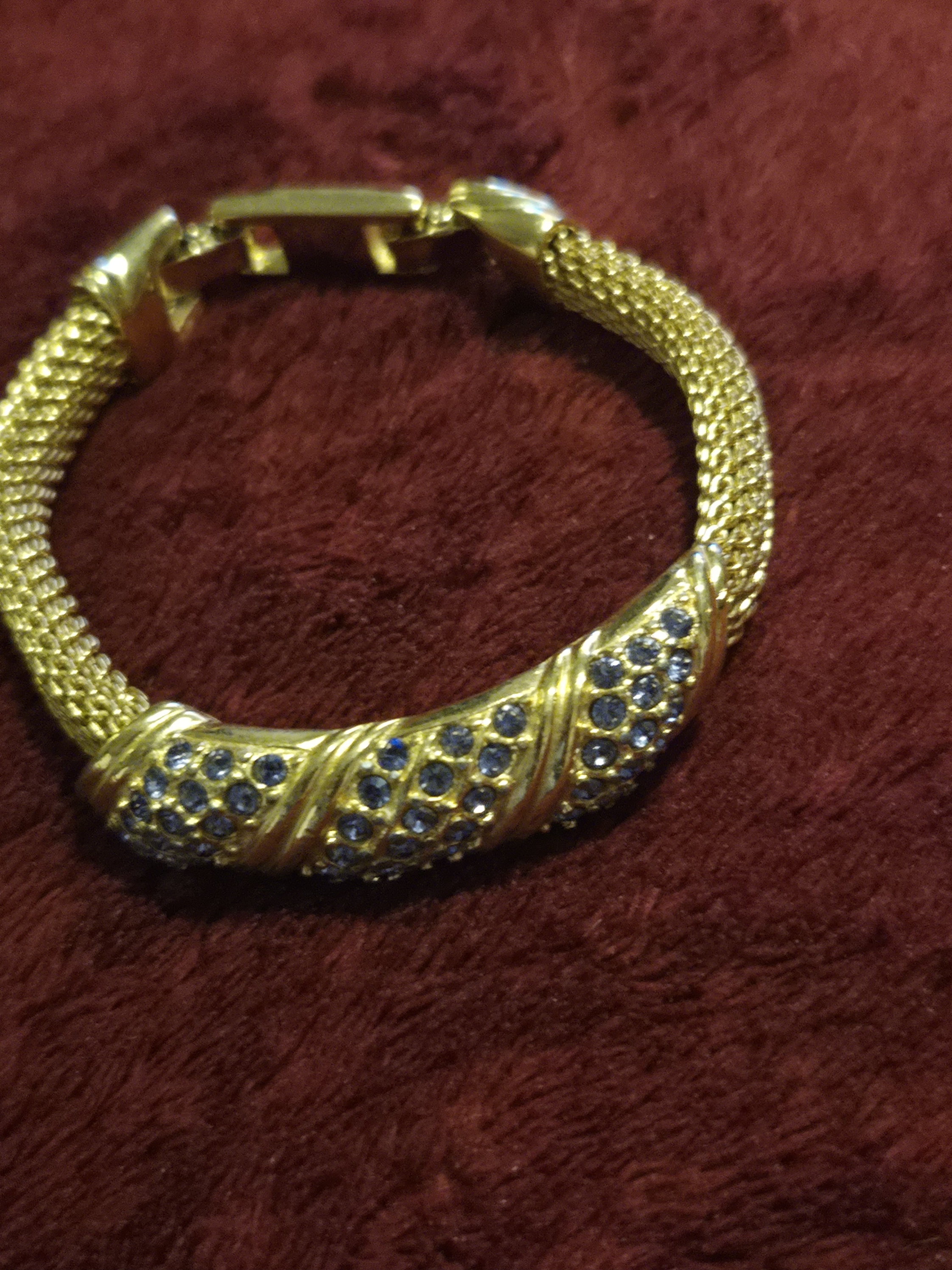 Gold-Tone Bracelet With Blue Crystal Accents